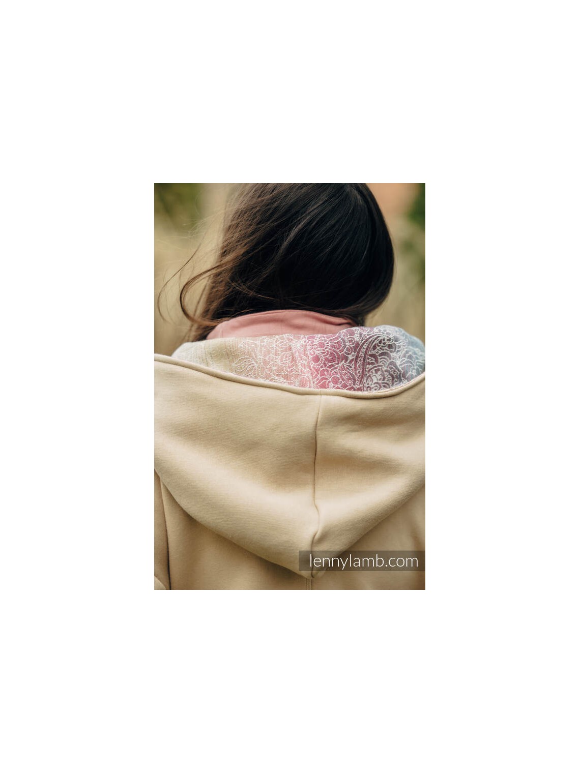 Asymmetrical Hoodie - Beige with Wild Wine - Vineyard - size L|Asymetryczna Bluza - Beżowa z Dzikie Wino - Vineyard - rozmiar L