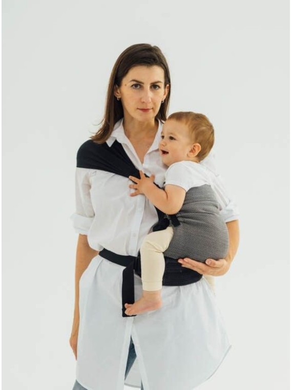 LennyHip (1/2 of LennyTwin), Standard, herringbone, 100% cotton - LITTLE HERRINGBONE OMBRE GREY