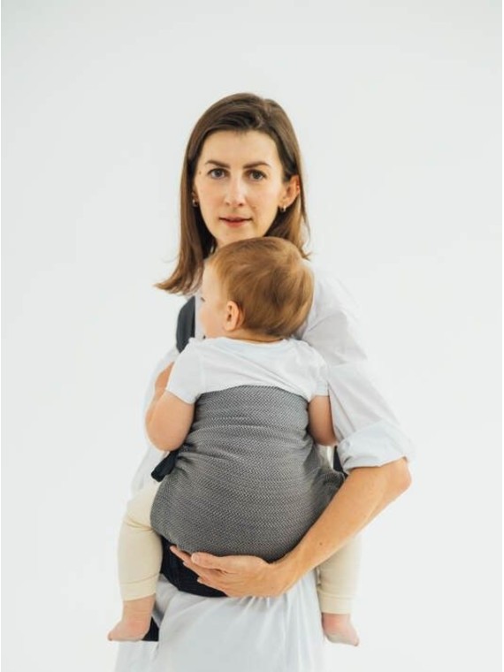 LennyHip (1/2 of LennyTwin), Standard, herringbone, 100% cotton - LITTLE HERRINGBONE OMBRE GREY