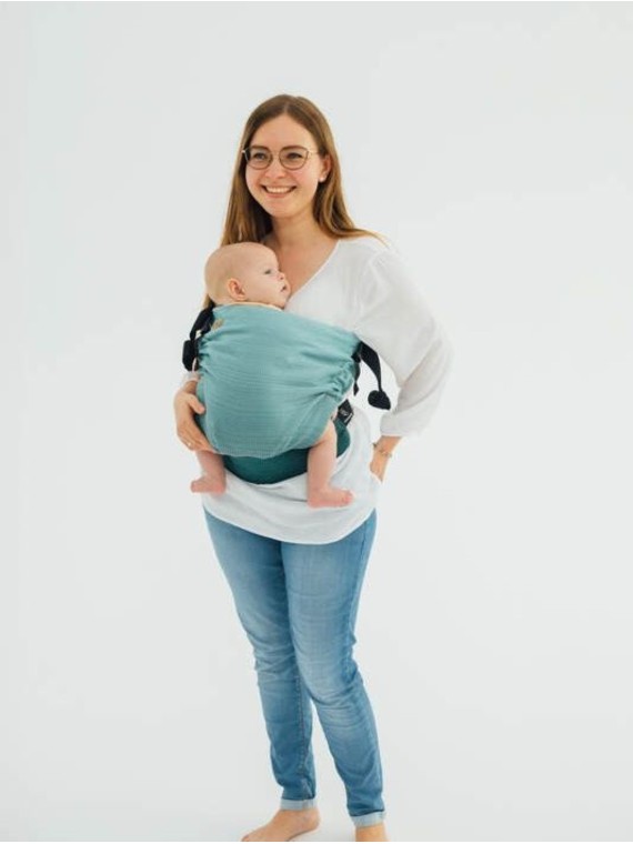 LennyHip (1/2 of LennyTwin), Standard, herringbone, 100% cotton - LITTLE HERRINGBONE OMBRE GREEN