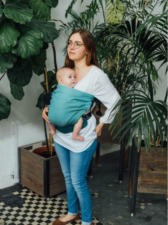 LennyHip (1/2 of LennyTwin), Standard, herringbone, 100% cotton - LITTLE HERRINGBONE OMBRE GREEN