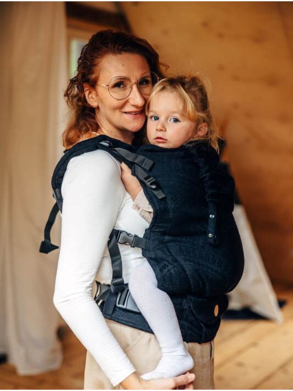 LennyPreschool (jacquard, 59% cotton, 41% merino wool) - PEACOCK'S TAIL - PITCH BLACK