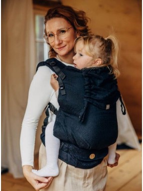 LennyPreschool (jacquard, 59% cotton, 41% merino wool) - PEACOCK'S TAIL - PITCH BLACK