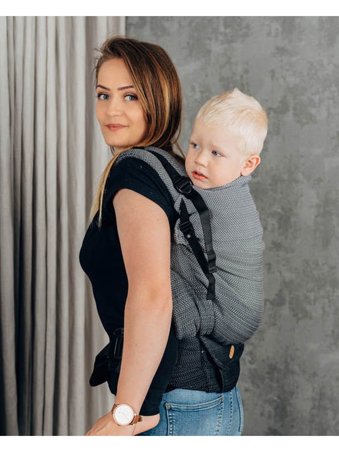 LennyPreschool, herringbone, 100% cotton - LITTLE HERRINGBONE OMBRE GREY