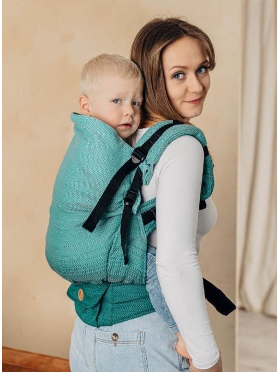 LennyPreschool, herringbone, 100% cotton - LITTLE HERRINGBONE OMBRE GREEN