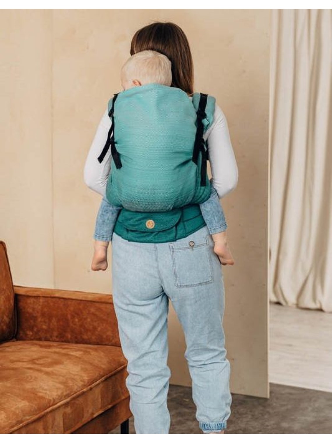 LennyPreschool, herringbone, 100% cotton - LITTLE HERRINGBONE OMBRE GREEN