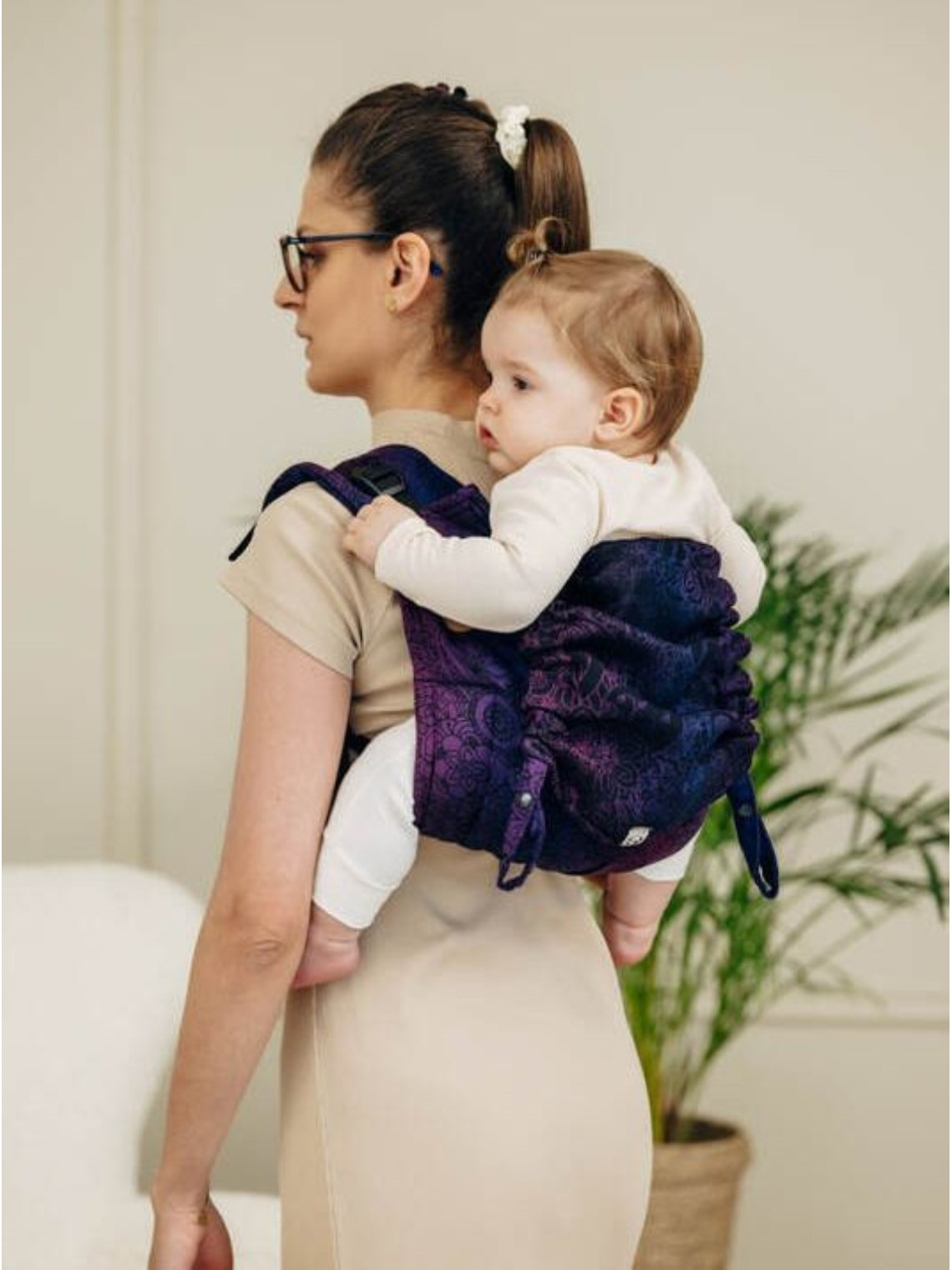 Lenny Buckle Onbuhimo PRO, Toddler, jacquard, (100% medvilnė) - WILD WINE - BOUQUET
