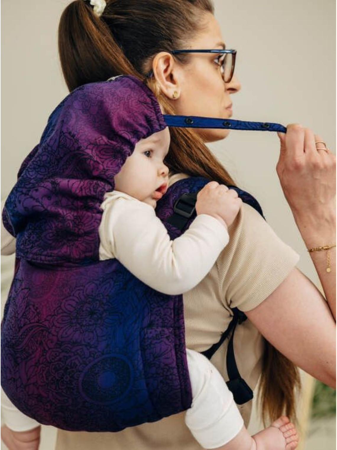 Lenny Buckle Onbuhimo PRO, Toddler, jacquard, (100% cotton) - WILD WINE - BOUQUET