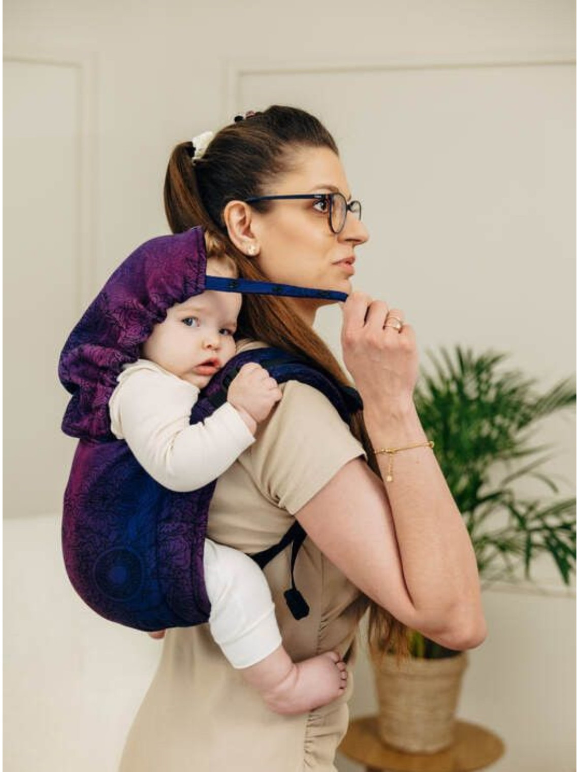 Lenny Buckle Onbuhimo PRO, Toddler, jacquard, (100% cotton) - WILD WINE - BOUQUET